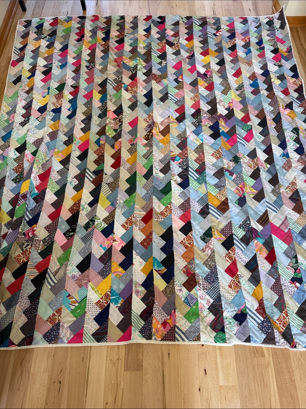 Handmade scrappy braid Quilt-Texas braid-chevron-style-Twin Twin XL-Vintage